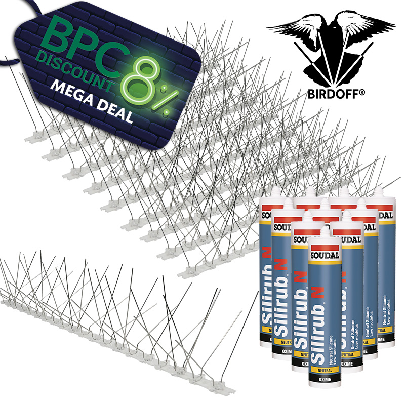 BIRDOFF Wide Stainless Spike and Glue Kits